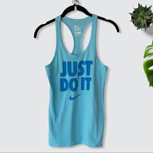 Nike Just Do It Slogan Logo Blue Racerback Tank US Size XS